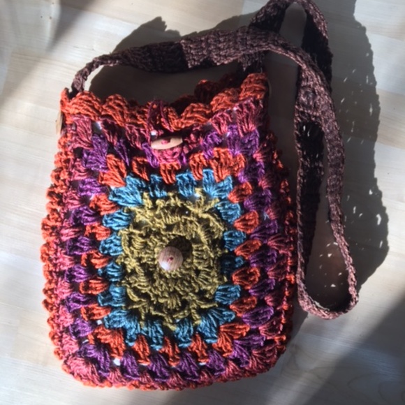 Artisan boho multicoloured jute macrame cross body bag - Picture 1 of 9